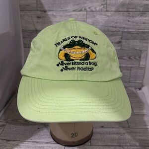 Pearls of wisdom sparkling rhinestone green frog baseball cap hat